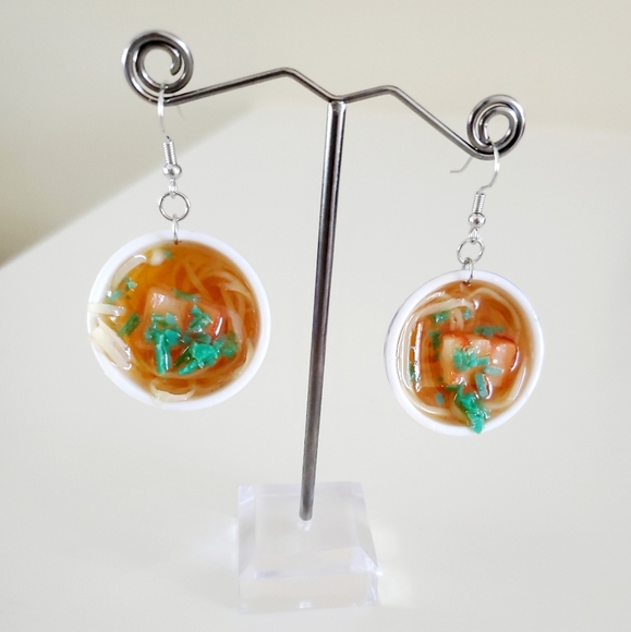 Chinese Takeout Fish Noodles Earrings Last 1! - Picture 2 of 6